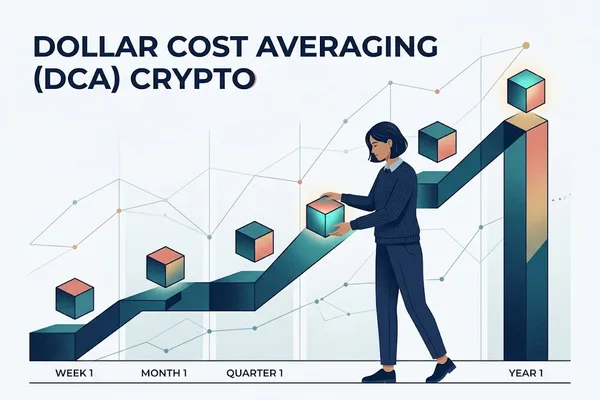 Krypto-Coins, die sich Schritt für Schritt stapeln, als Bild für den Cost-Average-Effekt